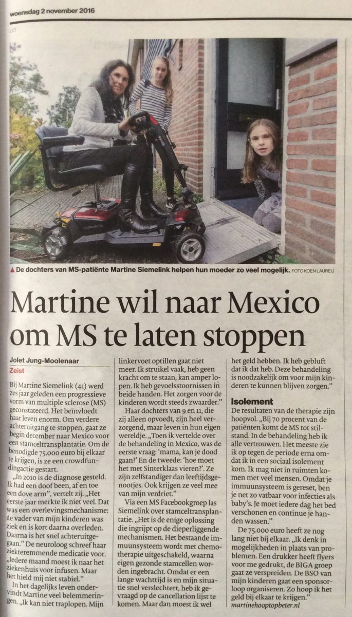 Artikel in AD Utrechts Nieuwsblad